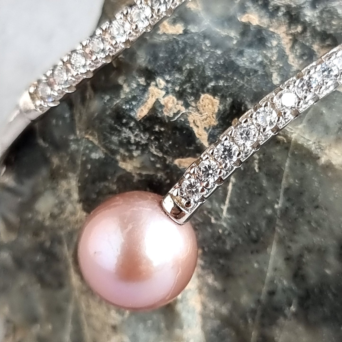 Fresh Water Pearl Sterling Silver S 925 Open Bangle/Bracelet