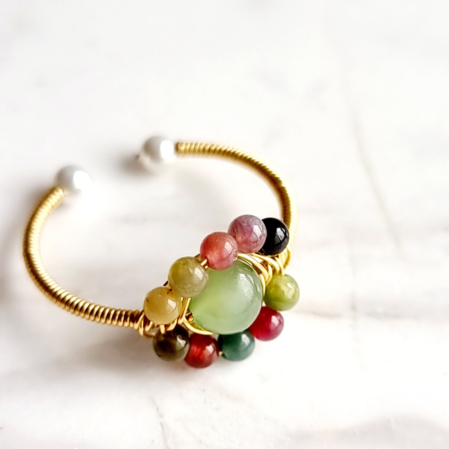 Multi Tourmaline Wire Wrap Gemstone Ring