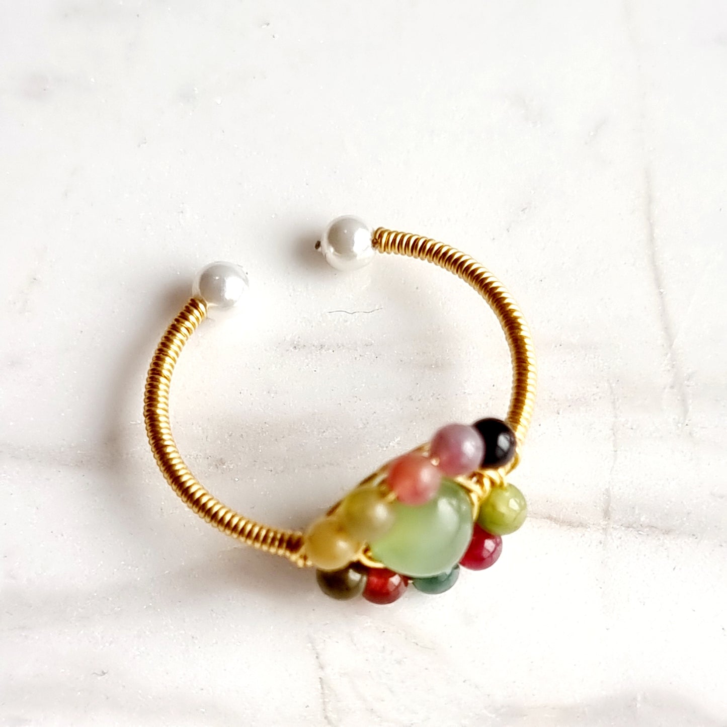 Multi Tourmaline Wire Wrap Gemstone Ring