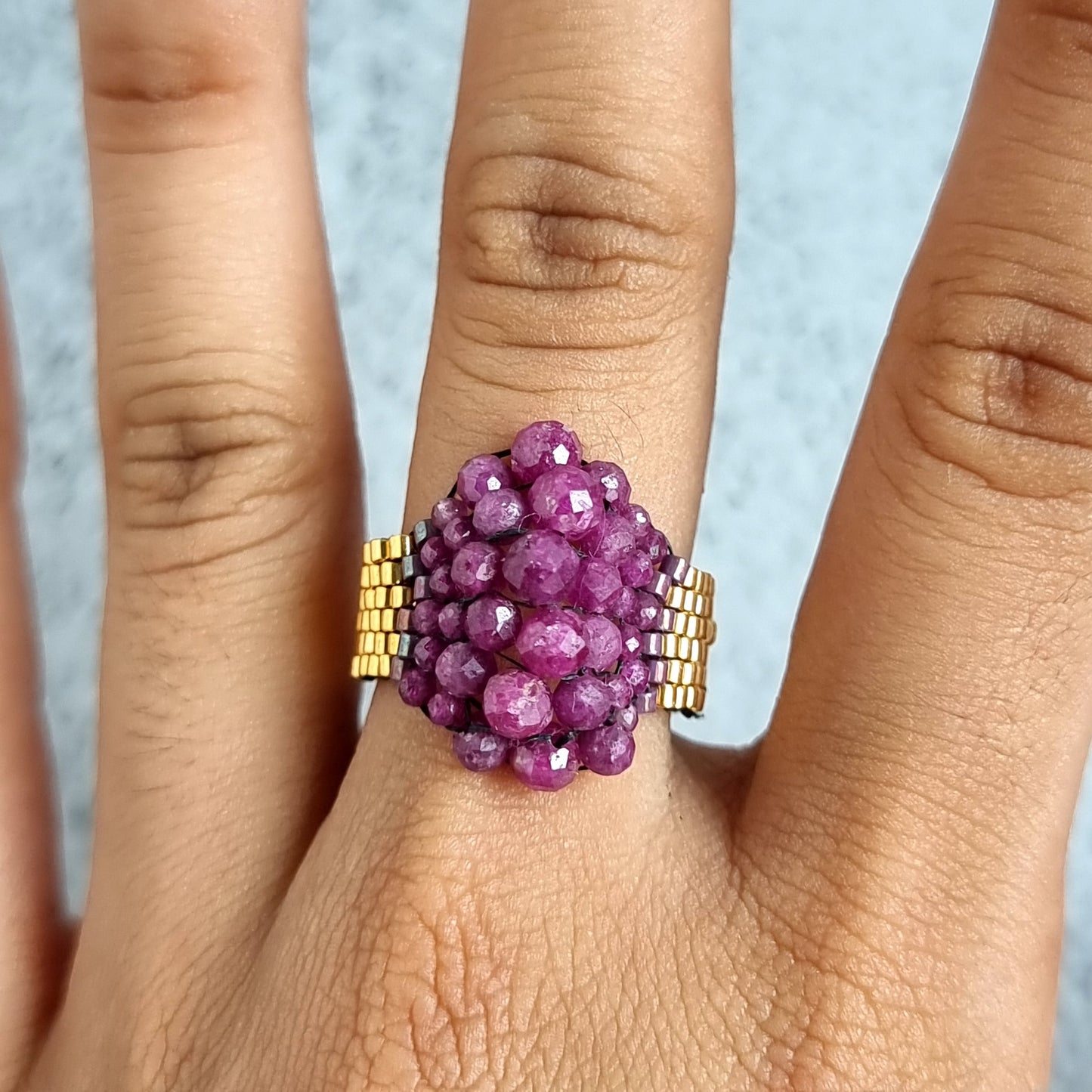 Gradual Peyote Gemstone Ring - Sri Lankan Ruby