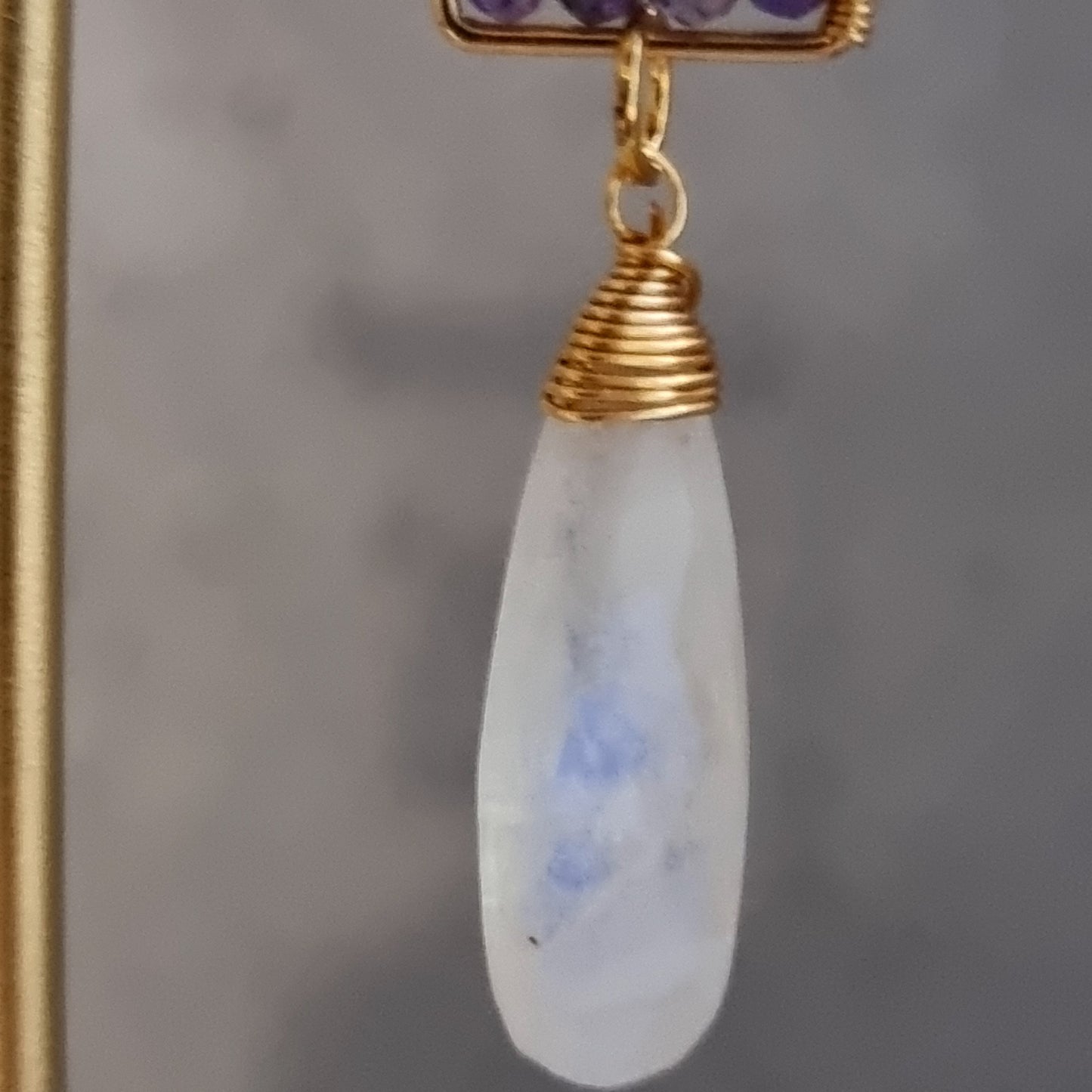 Abacus Rainbow with Rainbow Moonstone Gemstone Earrings