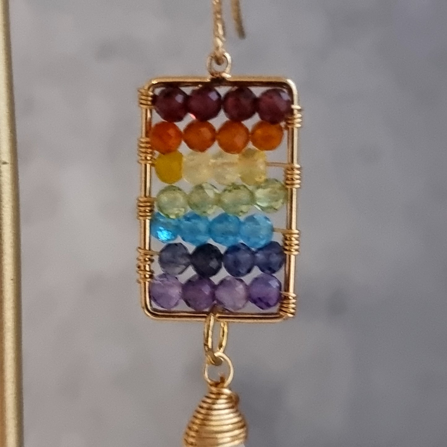 Abacus Rainbow with Rainbow Moonstone Gemstone Earrings