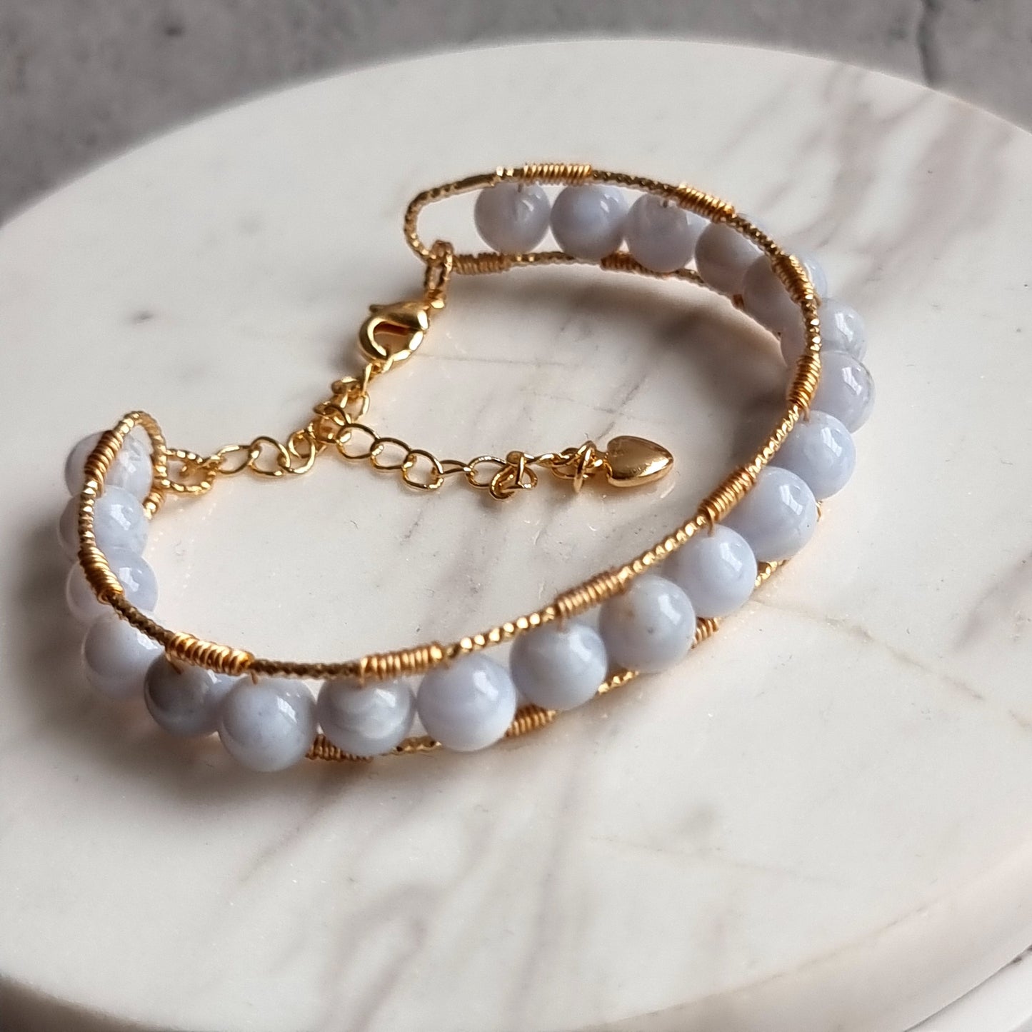Blue Lace - Open Double Gemstone Half Cuff