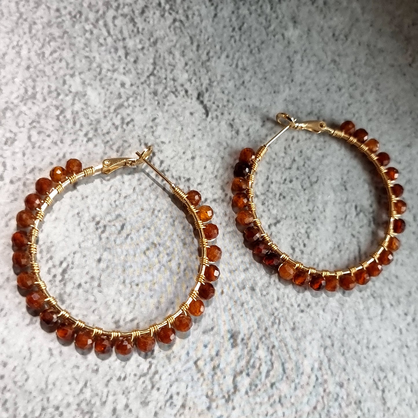 Big Hoop - Orange Garnet Gemstone Earrings