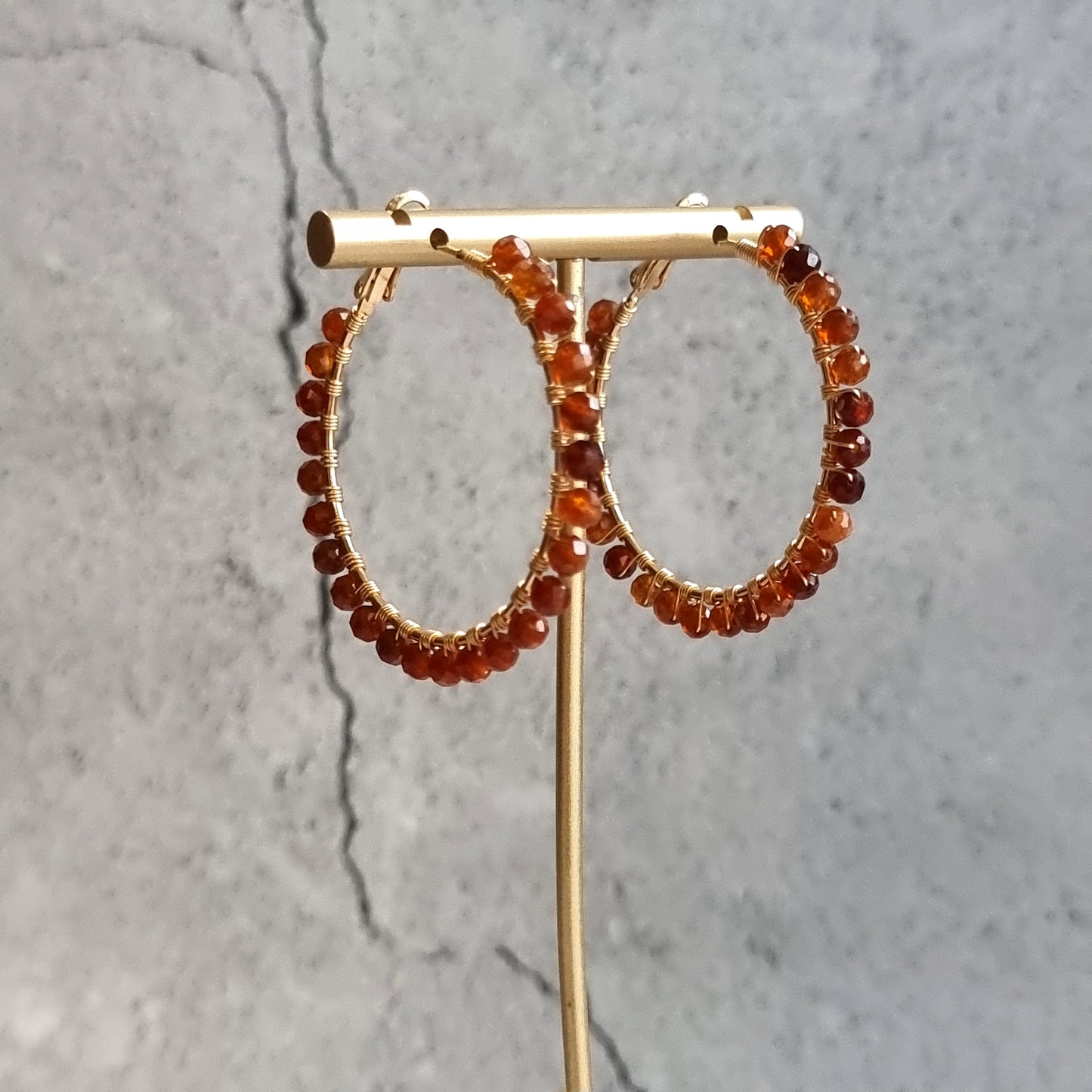 Big Hoop - Orange Garnet Gemstone Earrings