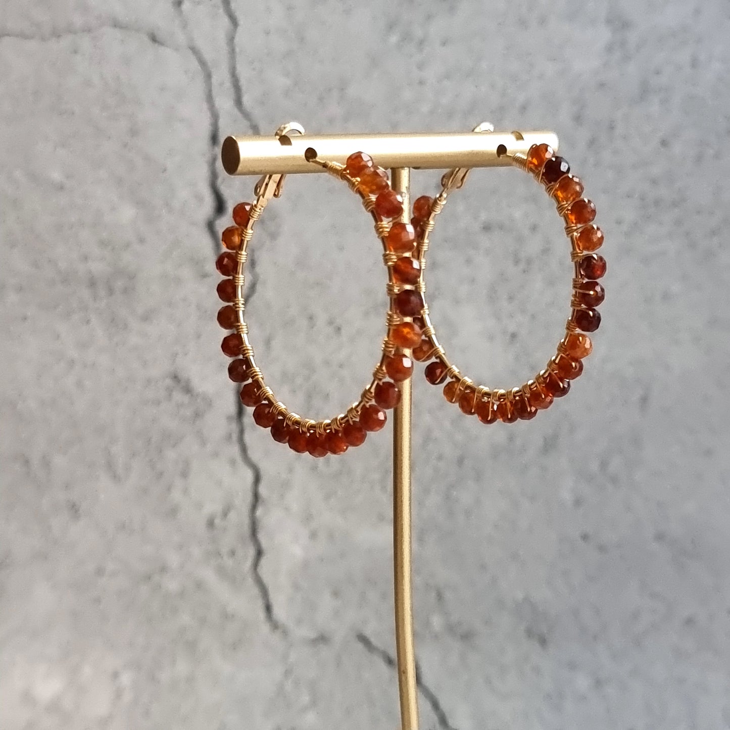 Big Hoop - Orange Garnet Gemstone Earrings