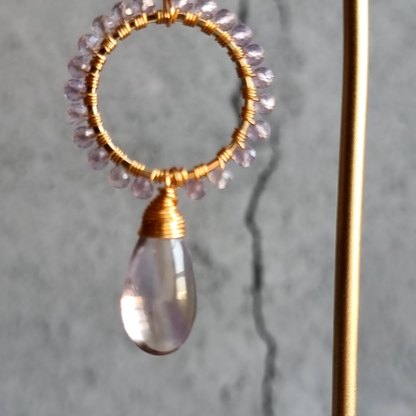 Bi Lemon Quartz drop with Pink Amethyst Gemstone Earrings