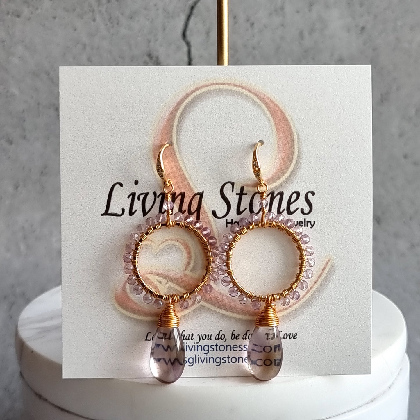 Bi Lemon Quartz drop with Pink Amethyst Gemstone Earrings