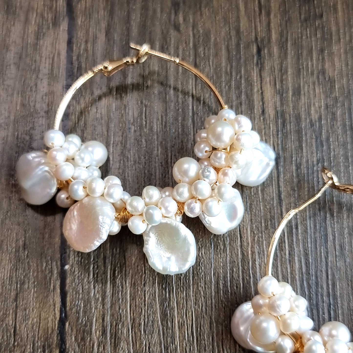 Fresh Water Pearl Flat Baroque Wrap Hoop