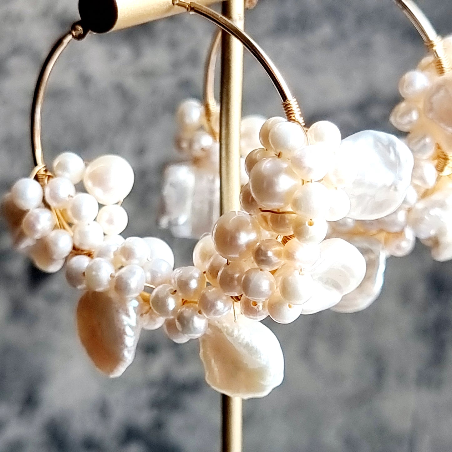 Fresh Water Pearl Flat Baroque Wrap Hoop