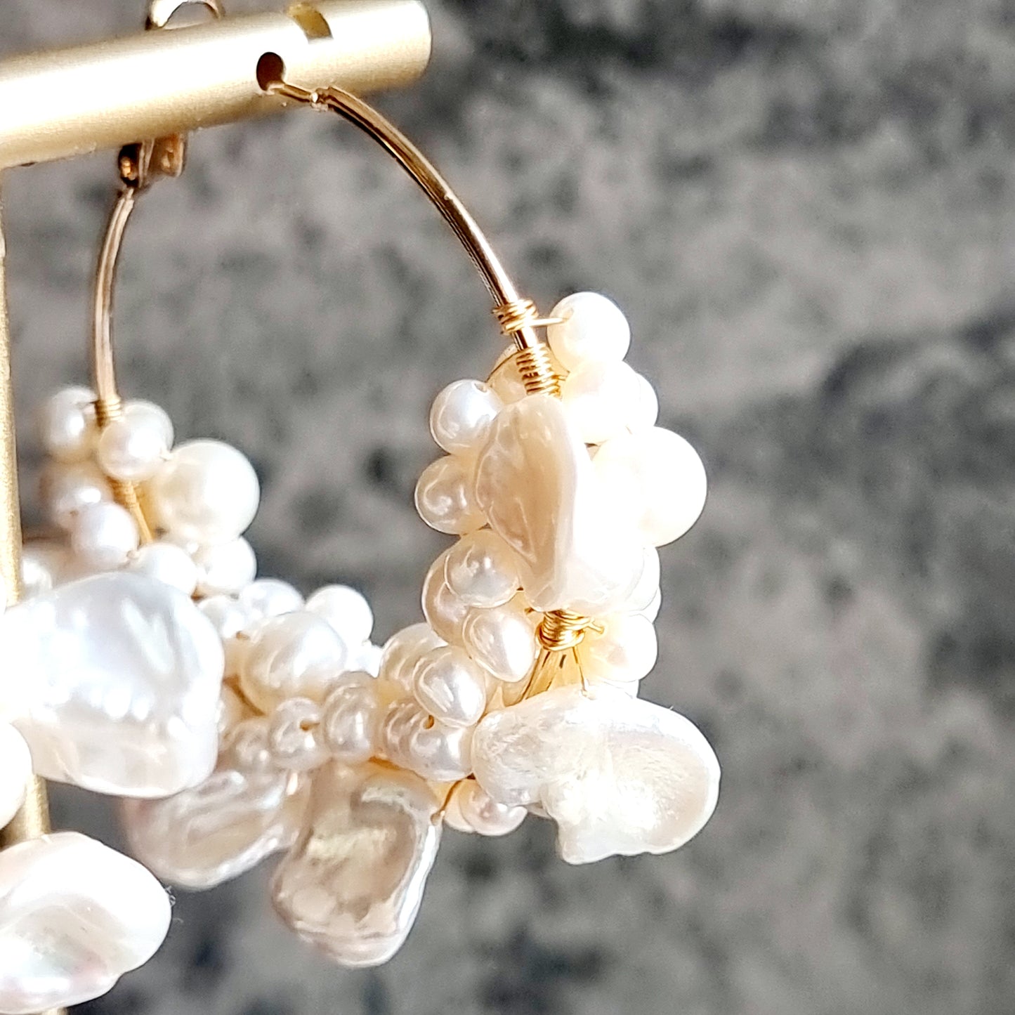 Fresh Water Pearl Flat Baroque Wrap Hoop