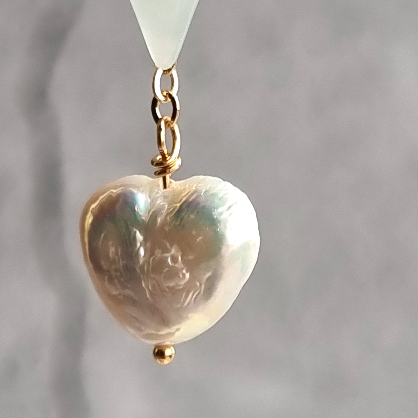 Heart Jade with Heart Fresh Water Pearl Gemstone Earrings