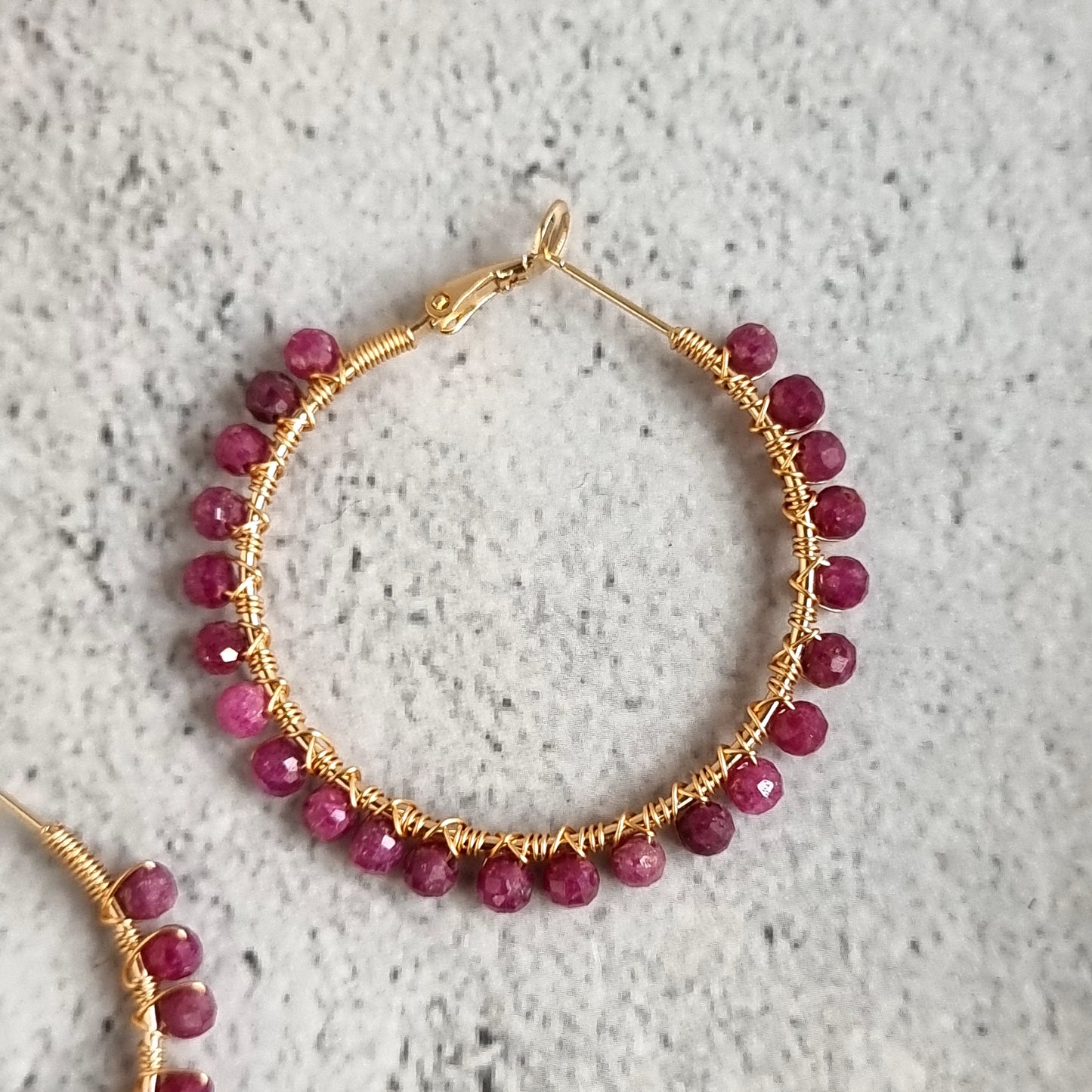 Big Hoop - Sri Lankan Ruby Gemstone Earrings (40mm)