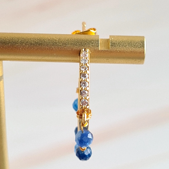 Half Hoop Gemstone Earrings - Kyanite