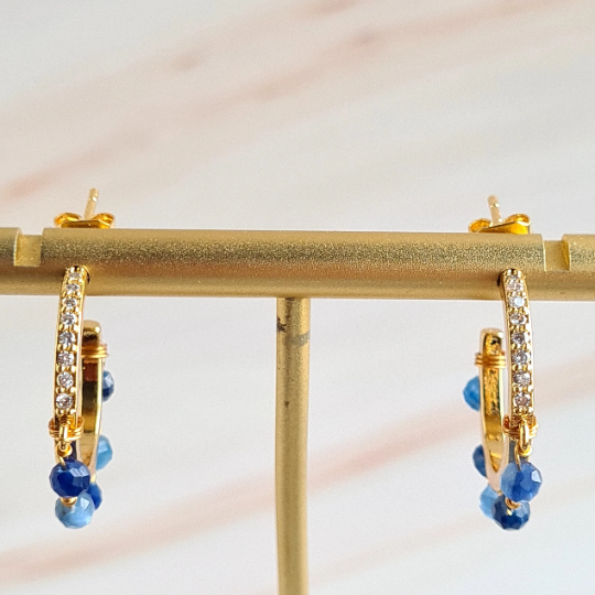 Half Hoop Gemstone Earrings - Kyanite