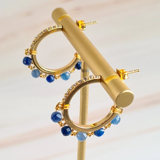 Half Hoop Gemstone Earrings - Kyanite