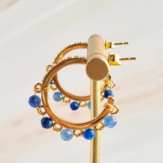 Half Hoop Gemstone Earrings - Kyanite