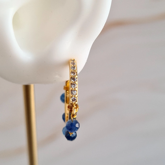 Half Hoop Gemstone Earrings - Kyanite