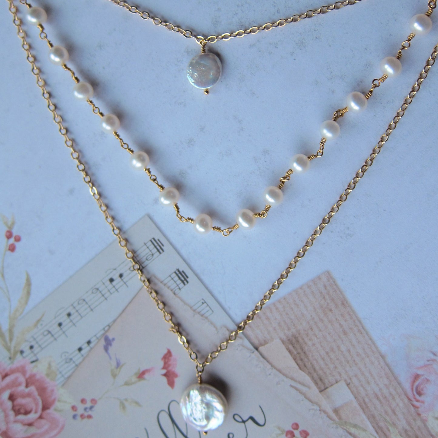 3 Layers Fresh Water Pearl Necklace
