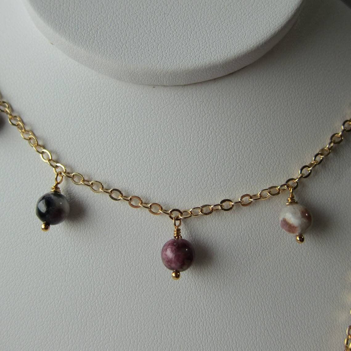 Candy Tourmaline Herringbone Necklace