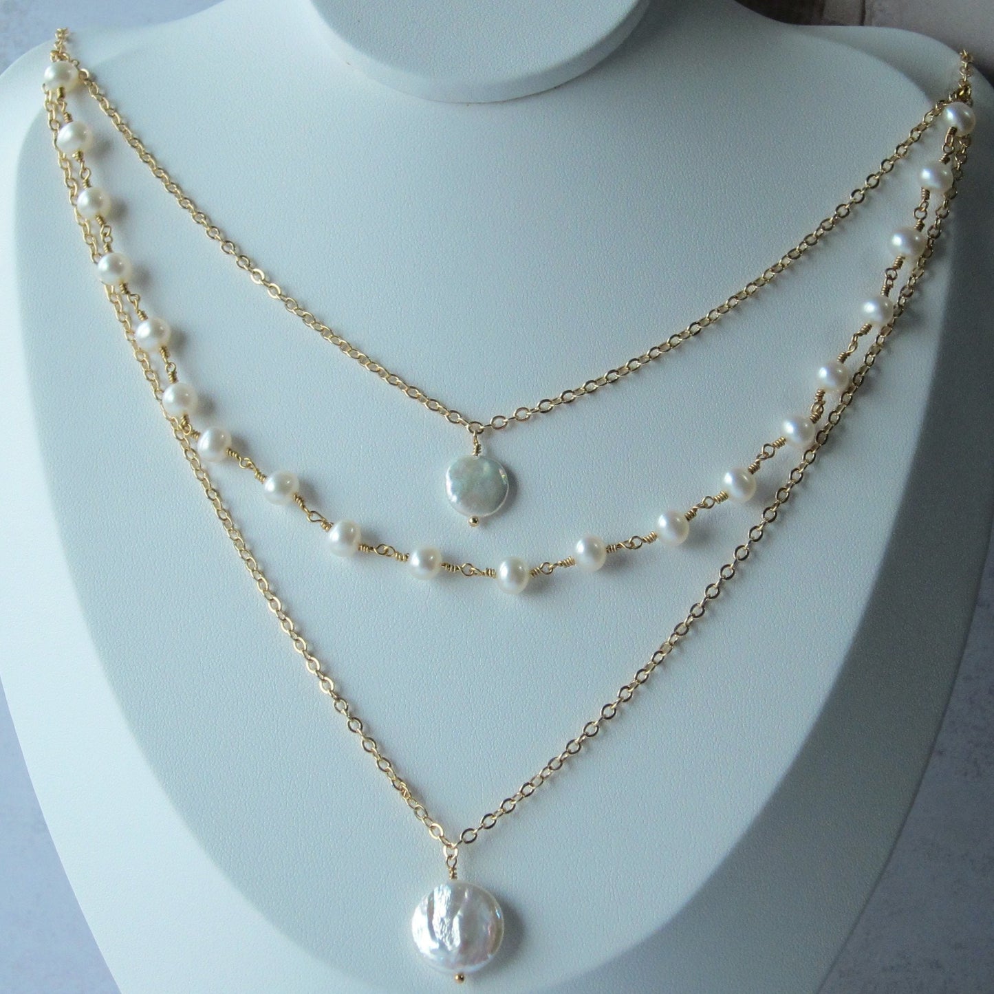 3 Layers Fresh Water Pearl Necklace