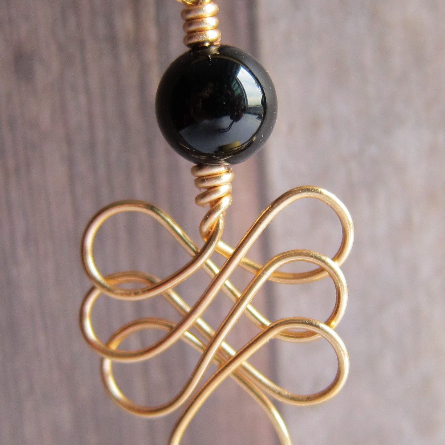 Black Onyx Wire Woven Earrings
