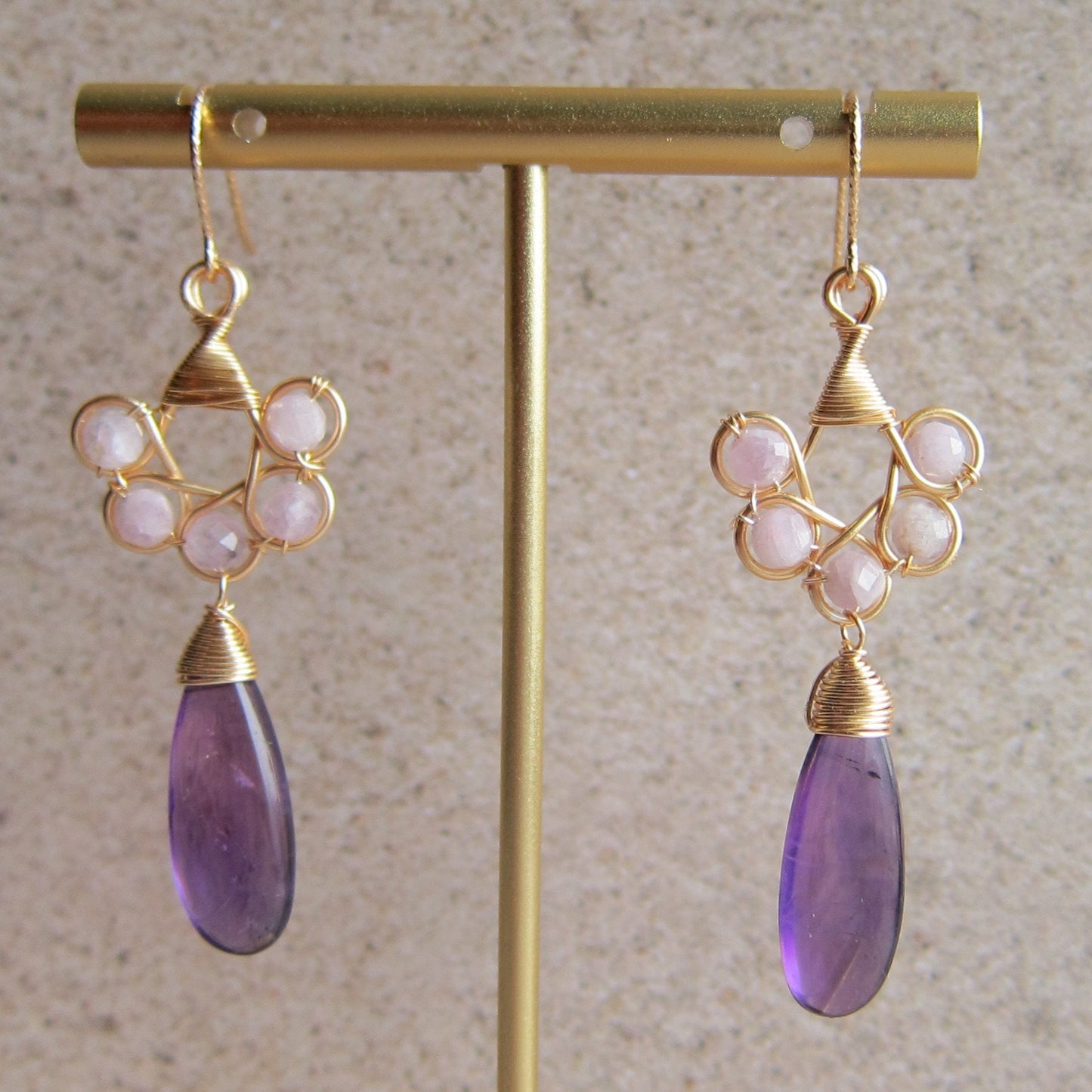 Amethyst Heart Loops Earrings