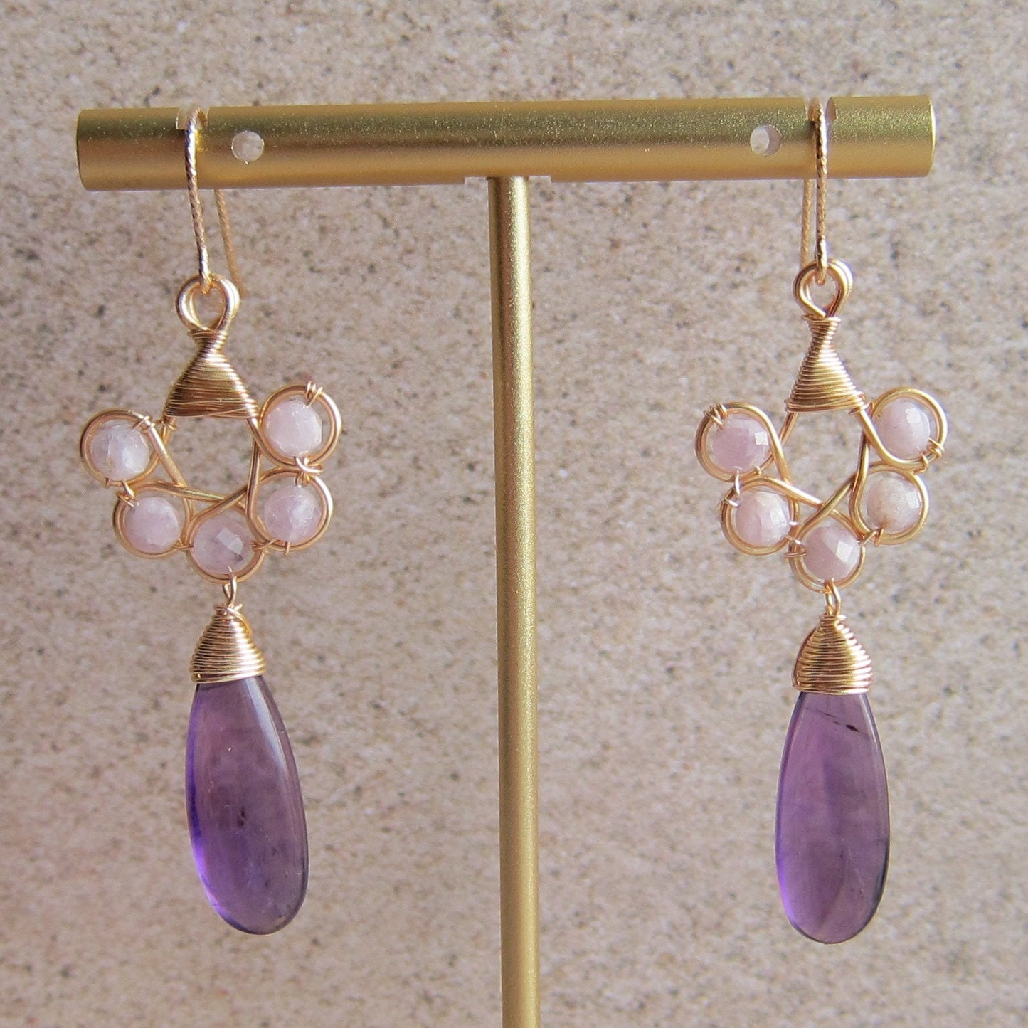 Amethyst Heart Loops Earrings