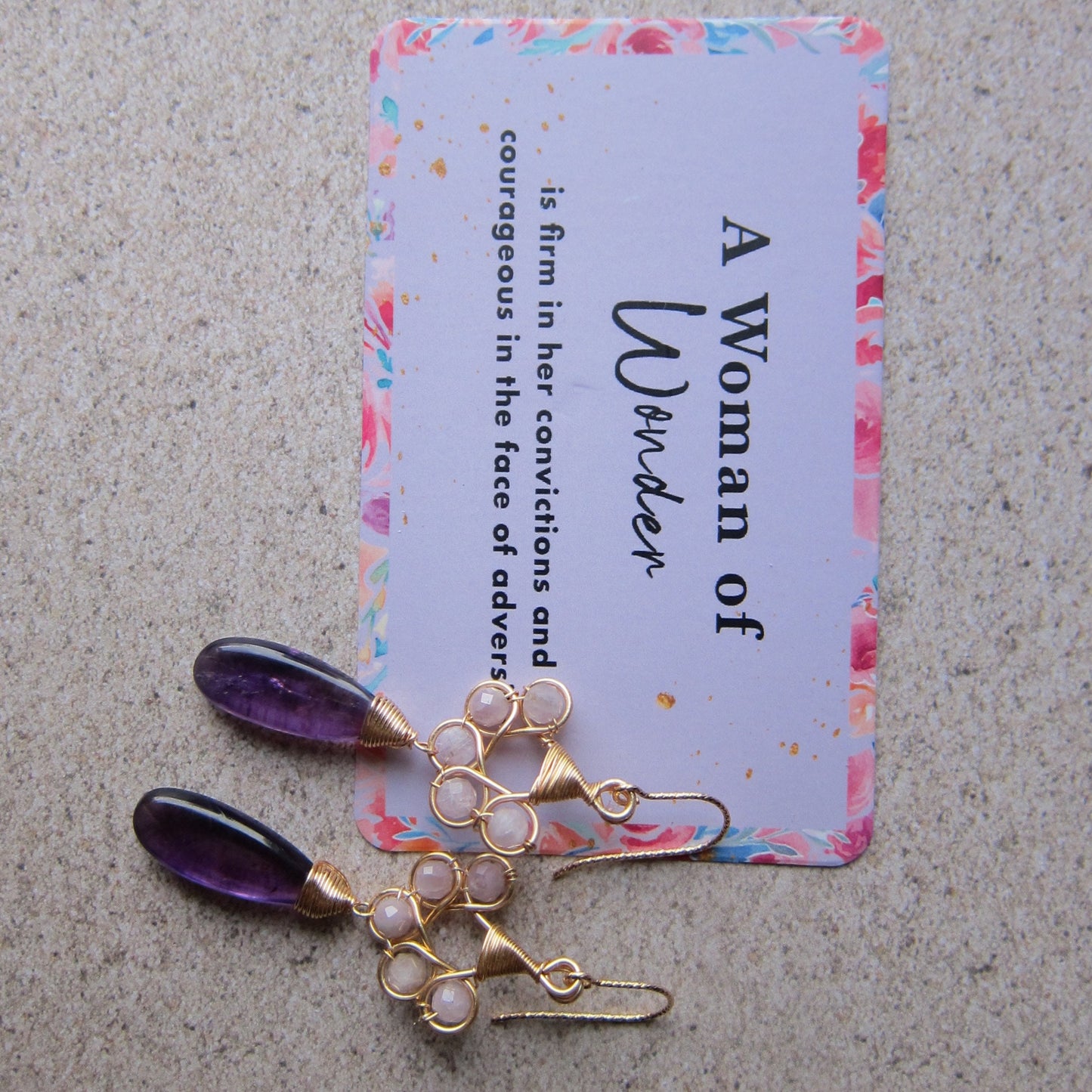 Amethyst Heart Loops Earrings