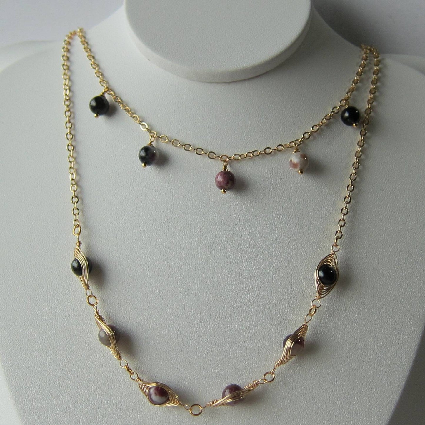 Candy Tourmaline Herringbone Necklace