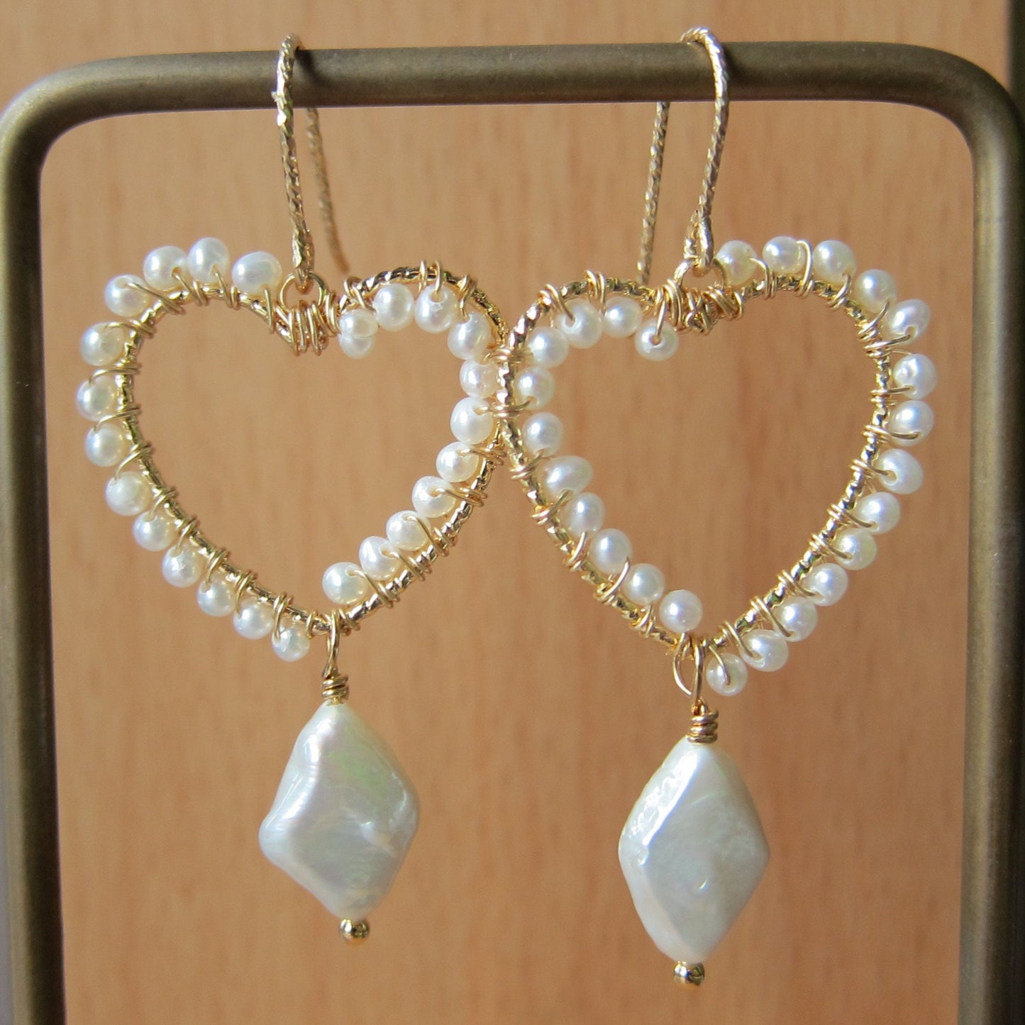 Fresh Water Pearl Heart Earrings
