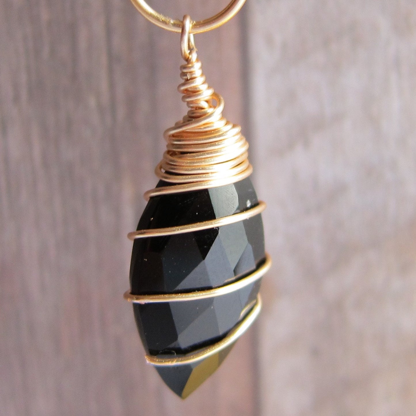 Black Onyx Wire Woven Earrings