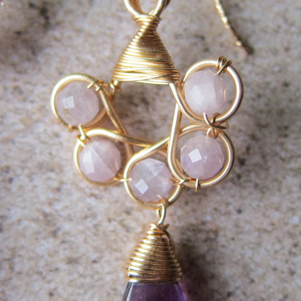 Amethyst Heart Loops Earrings