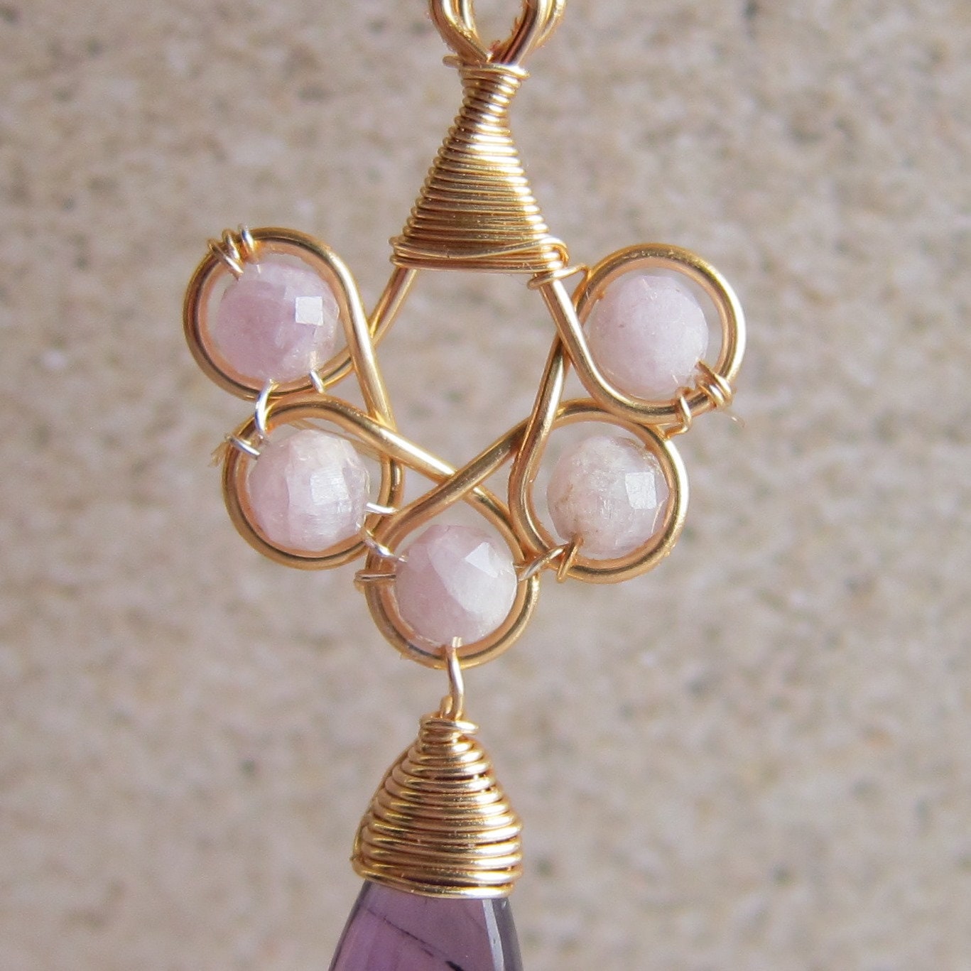 Amethyst Heart Loops Earrings