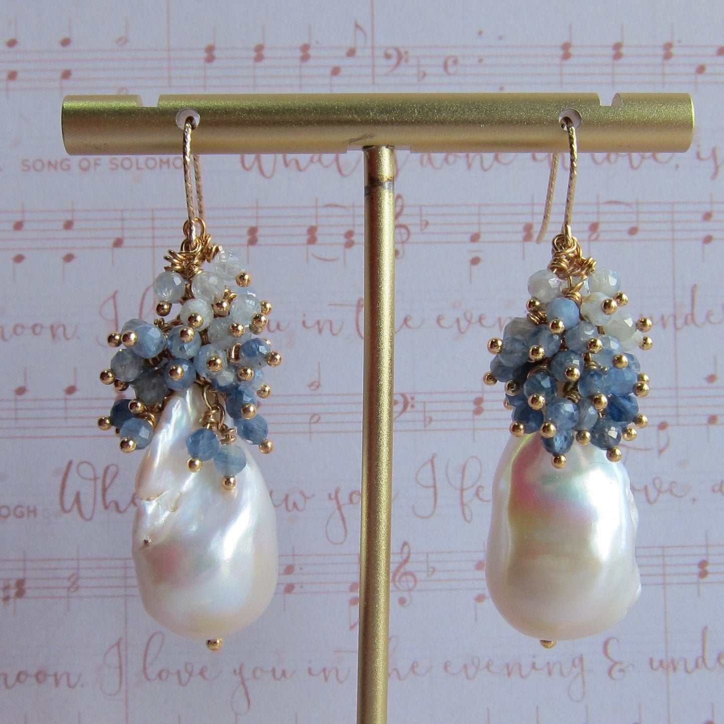 Baroque Pearl with Kyanite Cluster Earrings