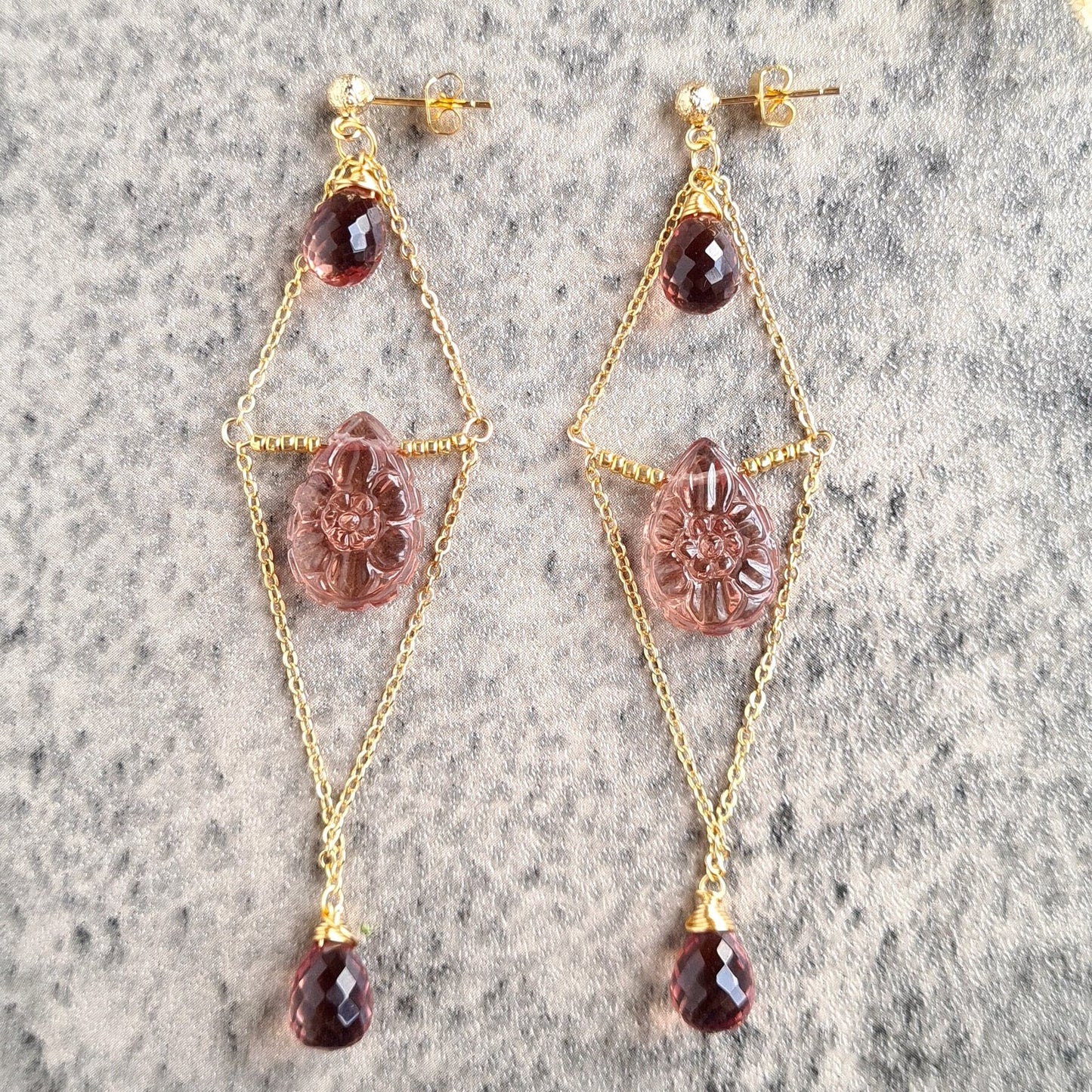 Triple Alexandrite Gemstone Earrings