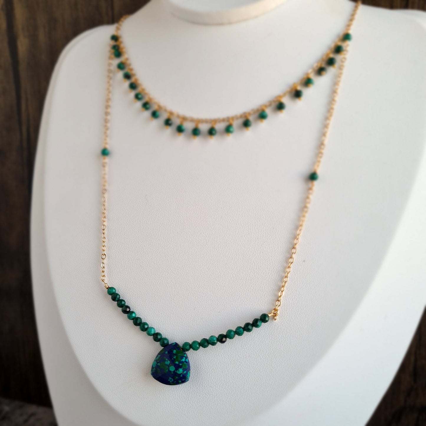Azurite Malachite Double Layer Necklace