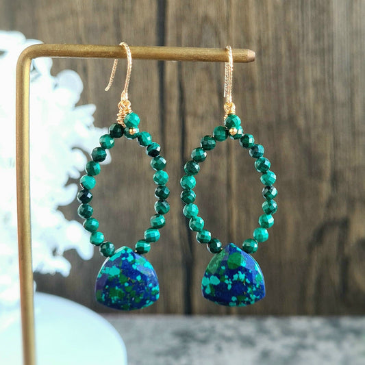 Azurite Malachite Gemstone Earrings