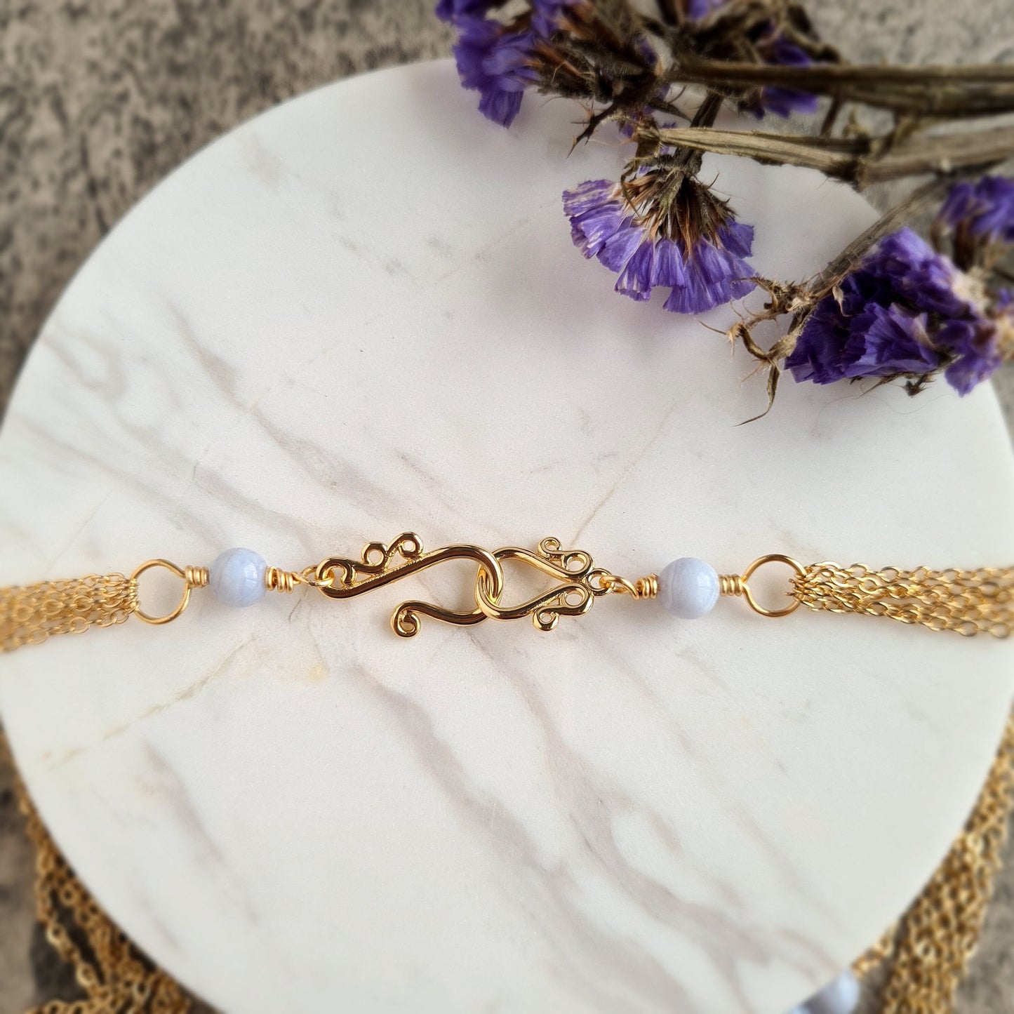 Blue Lace Agate Multi Layer Necklace