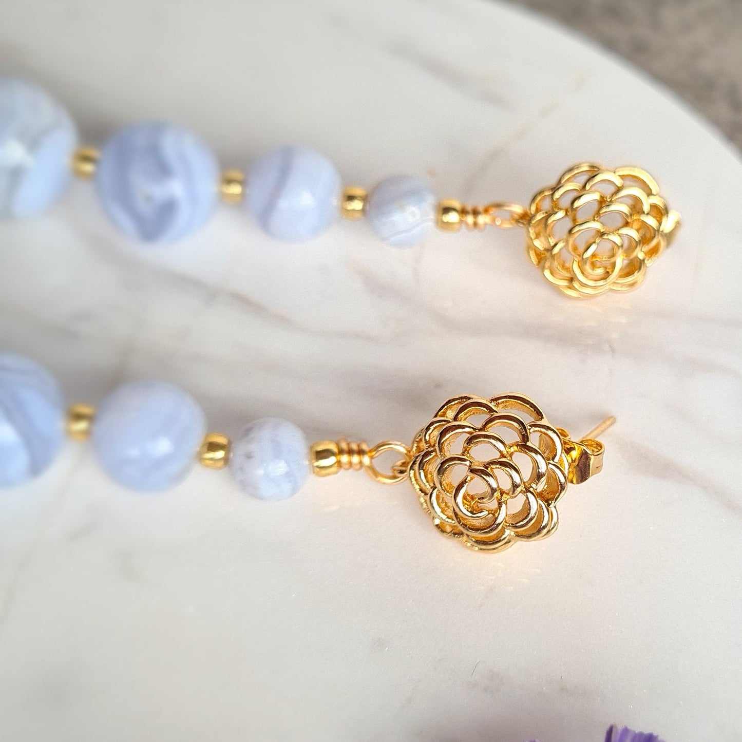 Gradual Blue Lace Agate Earrings