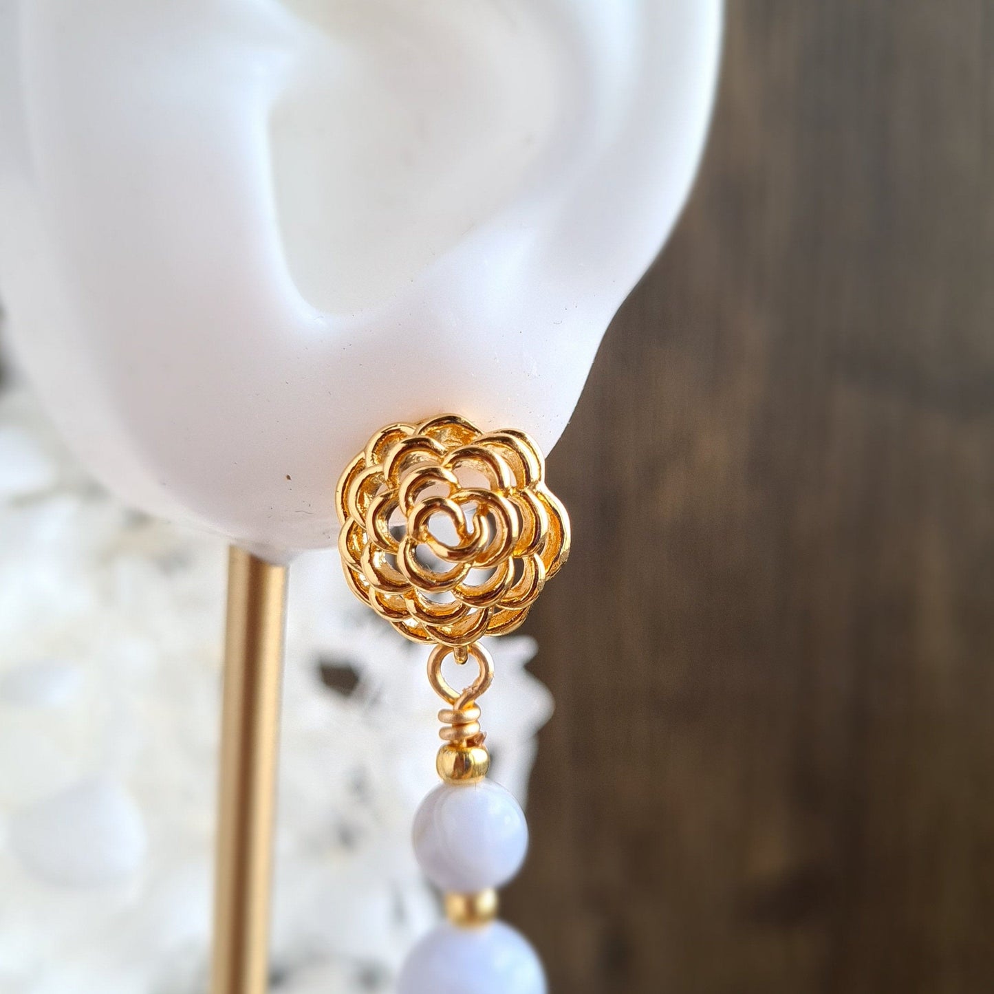 Gradual Blue Lace Agate Earrings