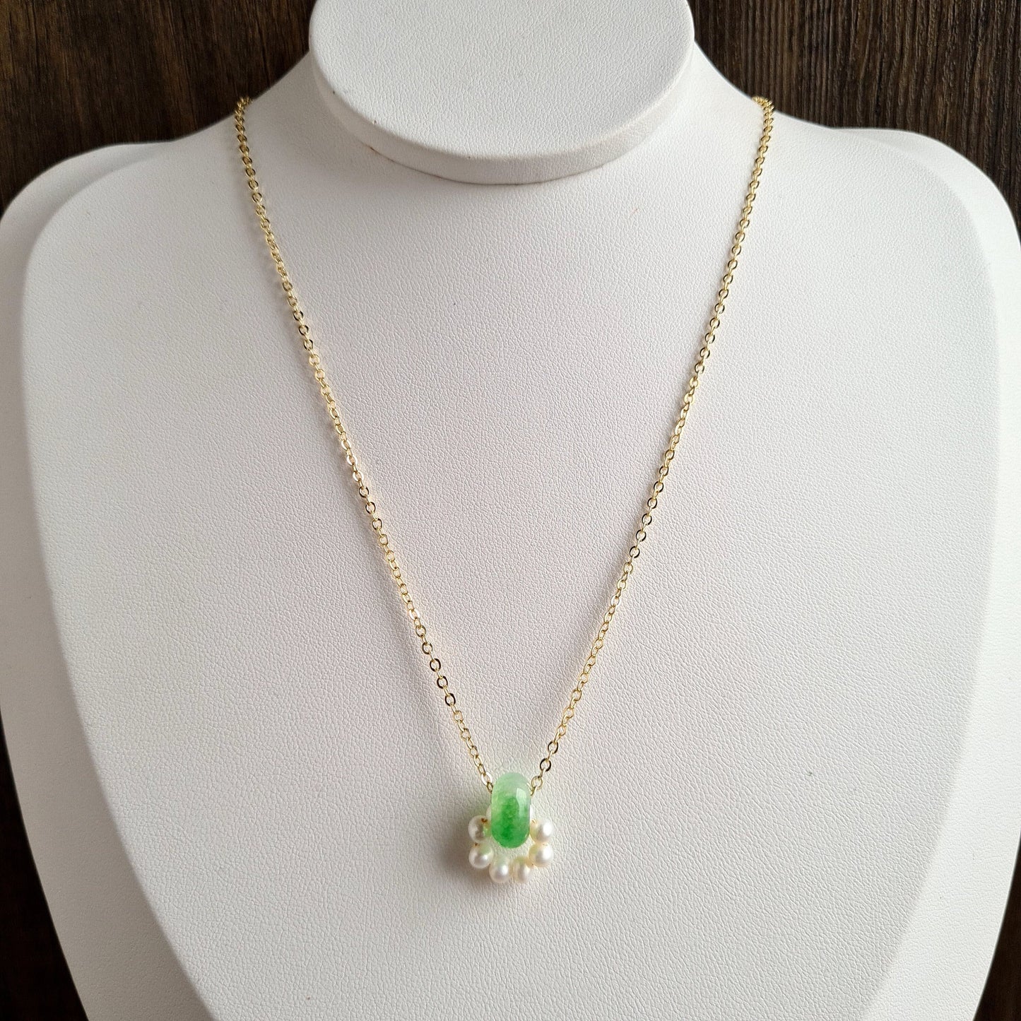 Fresh Water Pearl with Type A Jade Hoop Gemstone Necklace