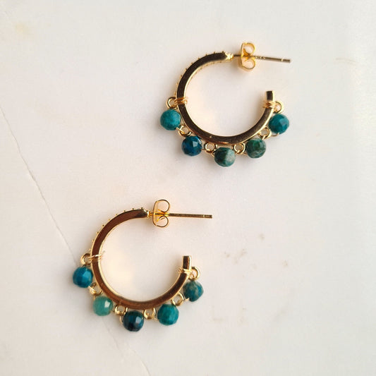 Half Hoop Gemstone Earrings - Turquoise