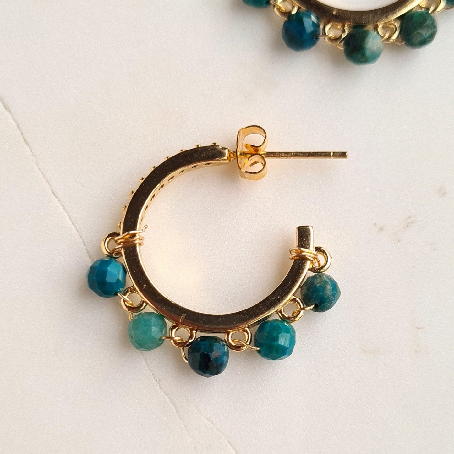 Half Hoop Gemstone Earrings - Turquoise