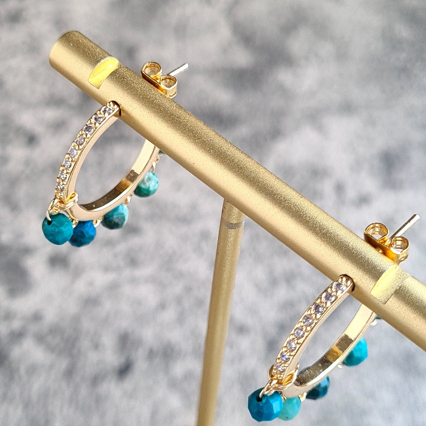 Half Hoop Gemstone Earrings - Turquoise