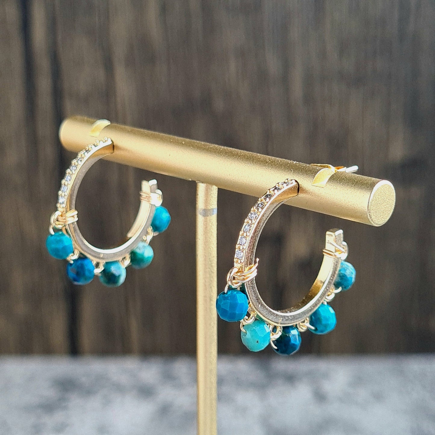 Half Hoop Gemstone Earrings - Turquoise