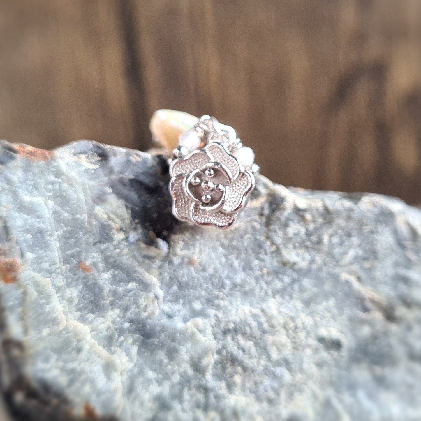 Small Fresh Water Coin Pearl with multi shaded moonstone cluster Bracelet