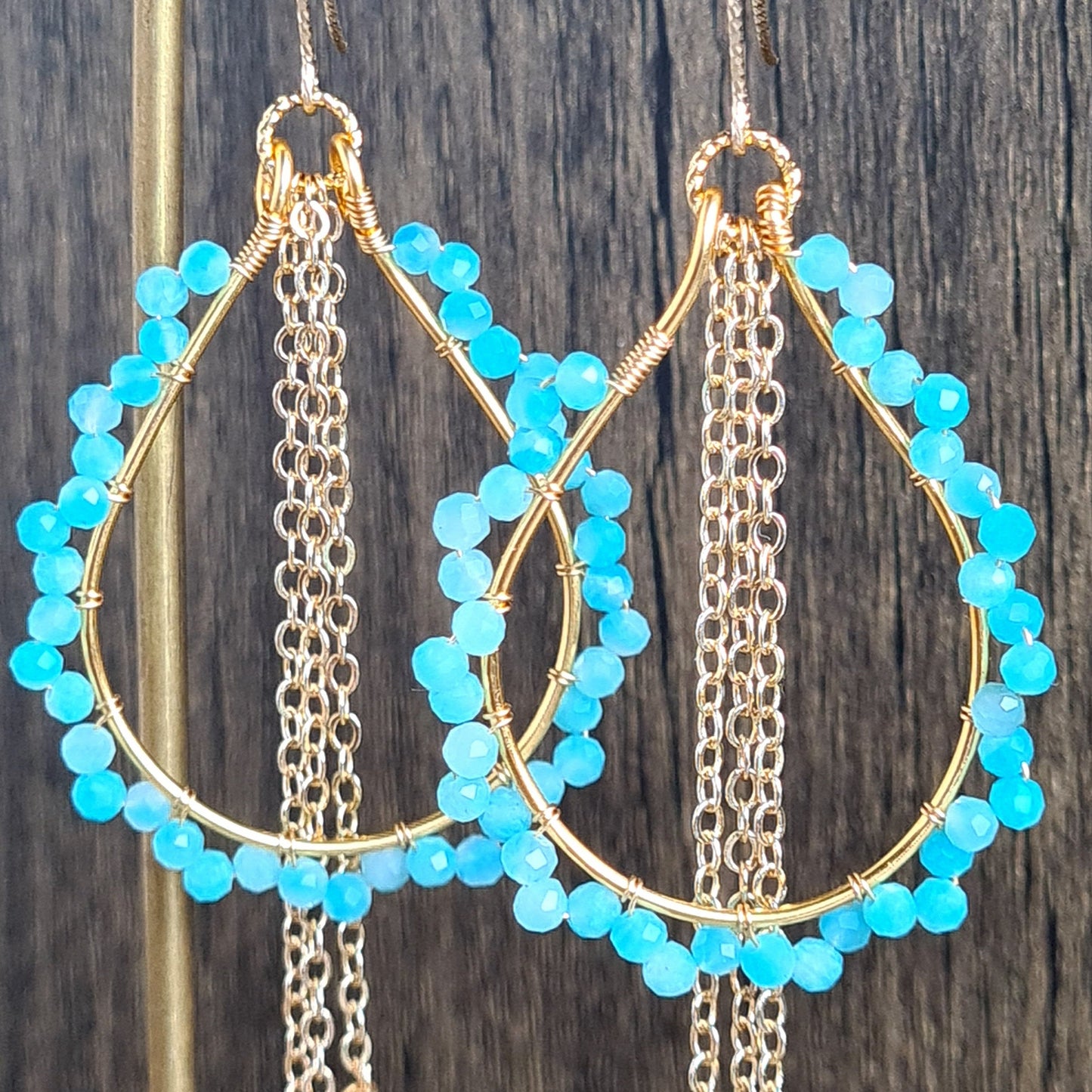 Amazonite Chandelier Gemstone Earrings - Gold Filled Hook