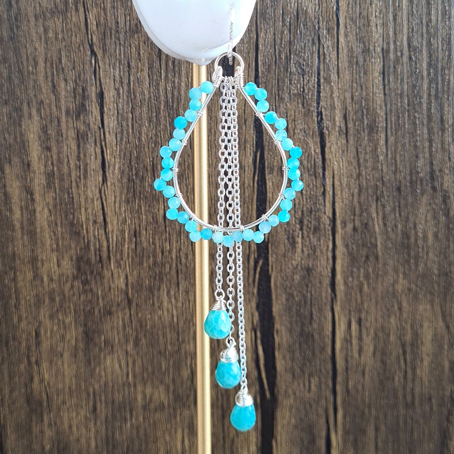 Amazonite Chandelier Gemstone Earrings - Sterling Silver Hook