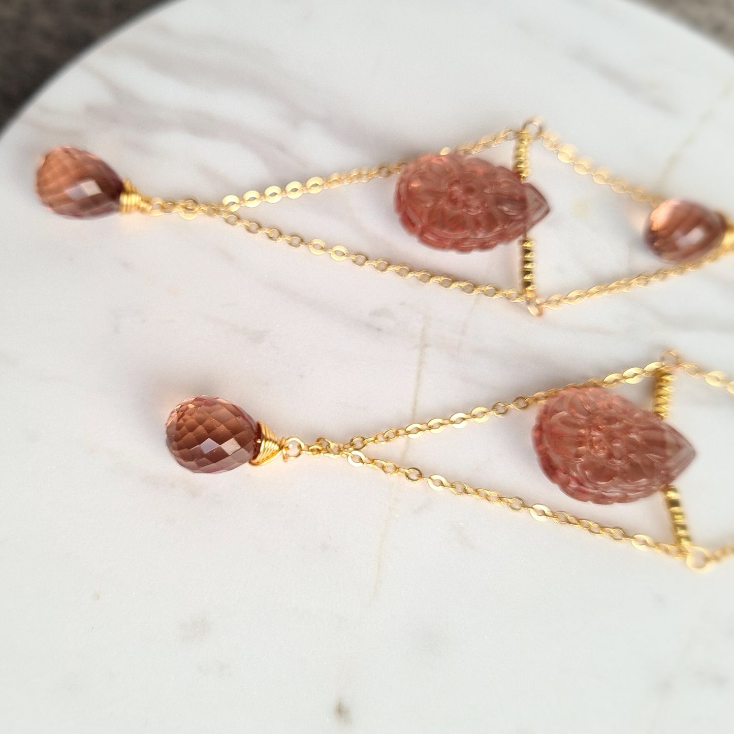 Triple Alexandrite Gemstone Earrings
